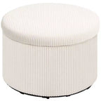 Pouf de rangement HOMCOM avec couvercle, Pouf rond de 61 cm avec rangement, Repose-pieds en velours côtelé rembourré pour salon, chambre à coucher