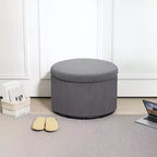 Pouf de rangement HOMCOM avec couvercle, Pouf rond de 61 cm avec rangement, Repose-pieds en velours côtelé rembourré pour salon, chambre à coucher