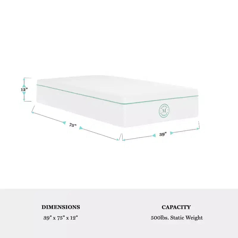 Matelas en mousse à mémoire de forme Martha Stewart SleepComplete 12 pouces, fermeté moyenne, à triple action rafraîchissante, avec surmatelas matelassé en jacquard CoolWeave doux et respirant