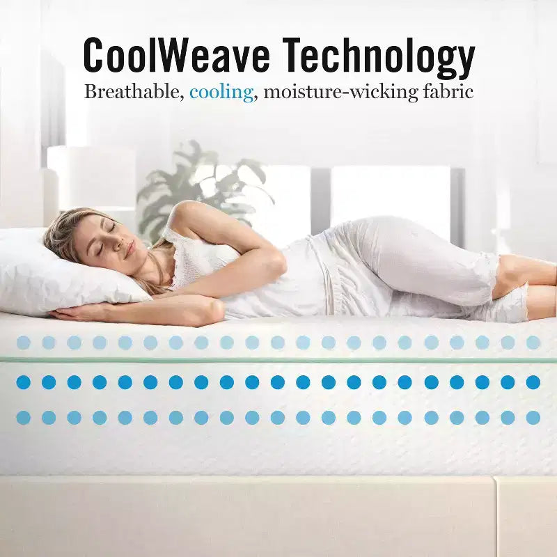 Matelas en mousse à mémoire de forme Martha Stewart SleepComplete 12 pouces, fermeté moyenne, à triple action rafraîchissante, avec surmatelas matelassé en jacquard CoolWeave doux et respirant
