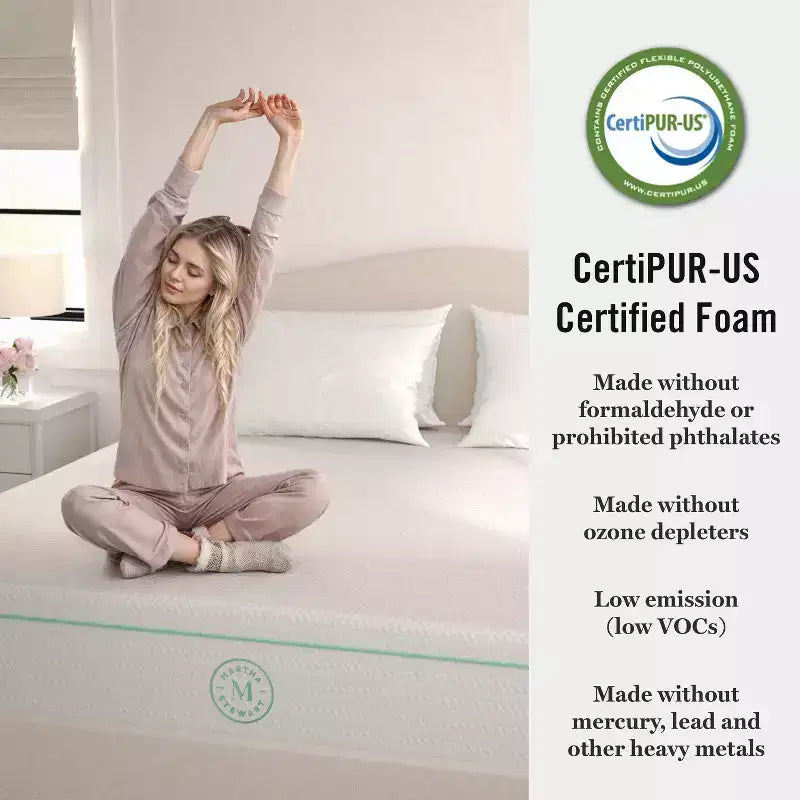 Matelas en mousse à mémoire de forme Martha Stewart SleepComplete 12 pouces, fermeté moyenne, à triple action rafraîchissante, avec surmatelas matelassé en jacquard CoolWeave doux et respirant