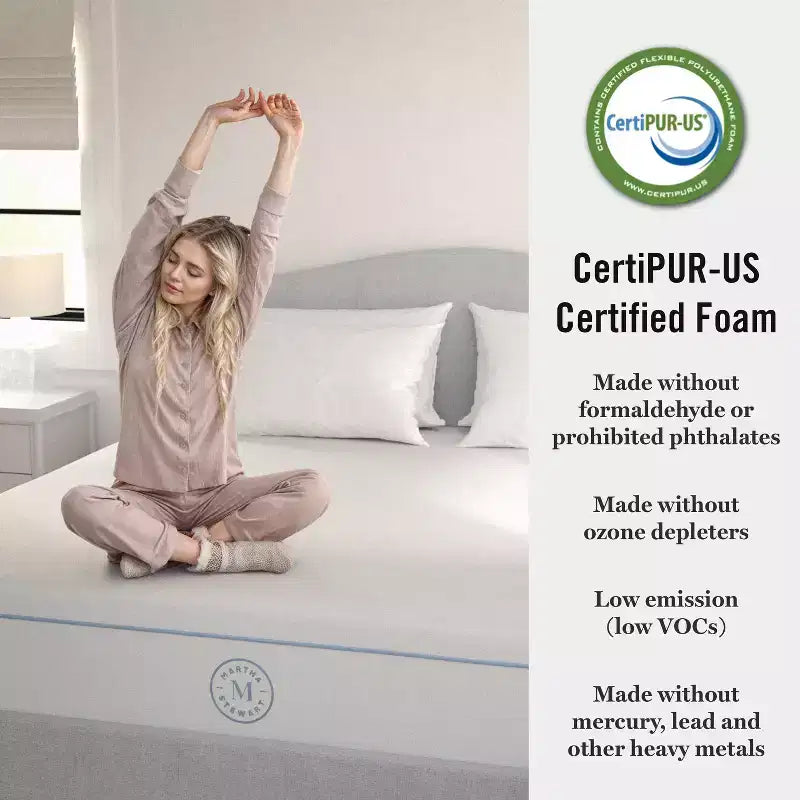 Matelas hybride Martha Stewart SleepComplete 12 à ressorts ensachés et mousse, fermeté moyenne, rafraîchissant à double action avec surmatelas en tricot jacquard CoolWeave respirant