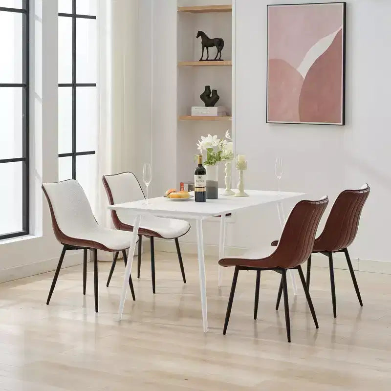 HYLEORY Chaise de salle à manger moderne 4 pièces, 4 chaises rembourrées en cuir, 4 places