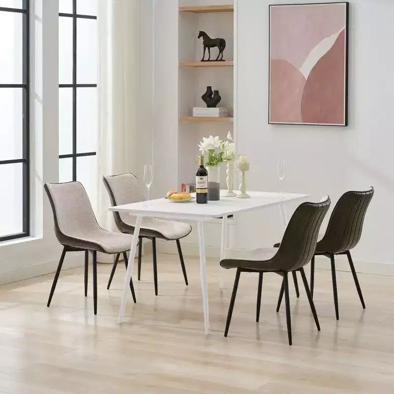 HYLEORY Chaise de salle à manger moderne 4 pièces, 4 chaises rembourrées en cuir, 4 places