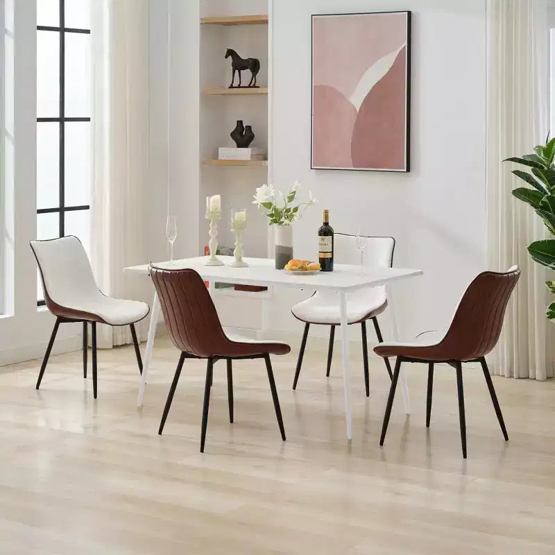 HYLEORY Modern 4-Piece Dining Chair, 4 Upholstered Leather Chairs, Seats 4