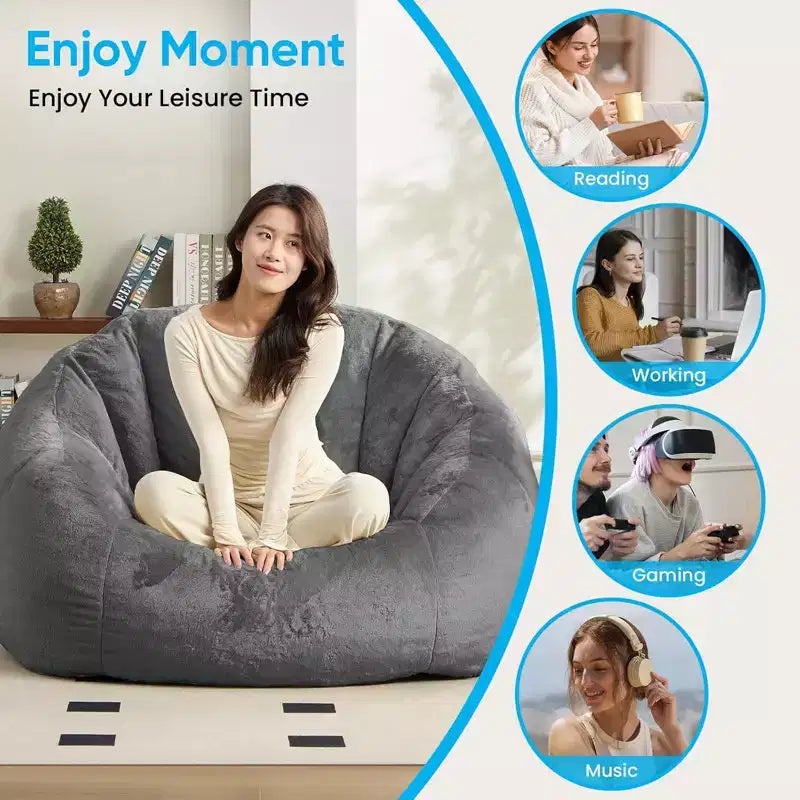 Mjkone Fauteuil Poire Géant en Fausse Fourrure