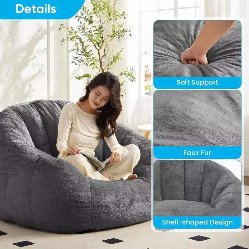 Mjkone Fauteuil Poire Géant en Fausse Fourrure