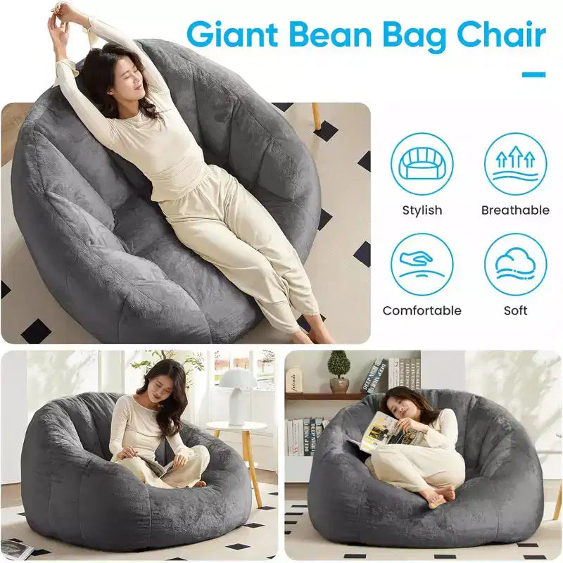 Mjkone Fauteuil Poire Géant en Fausse Fourrure