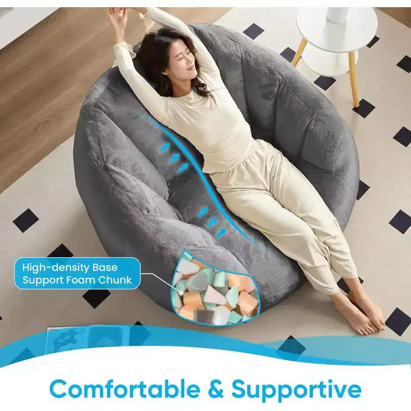 Mjkone Fauteuil Poire Géant en Fausse Fourrure