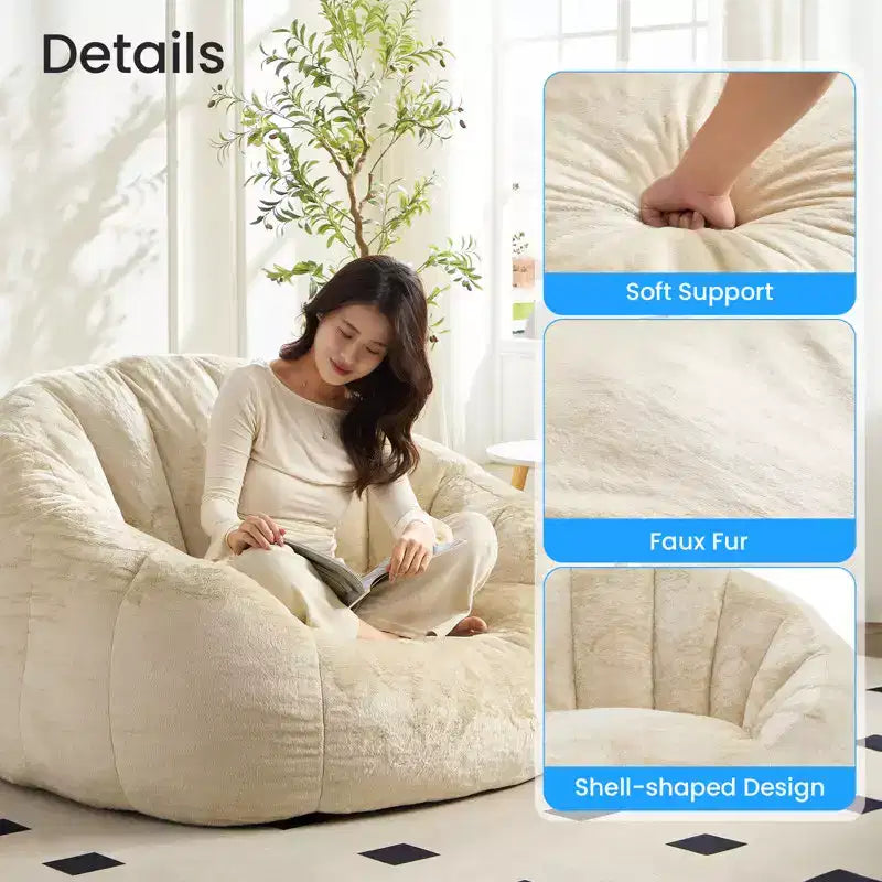 Mjkone Fauteuil Poire Géant en Fausse Fourrure