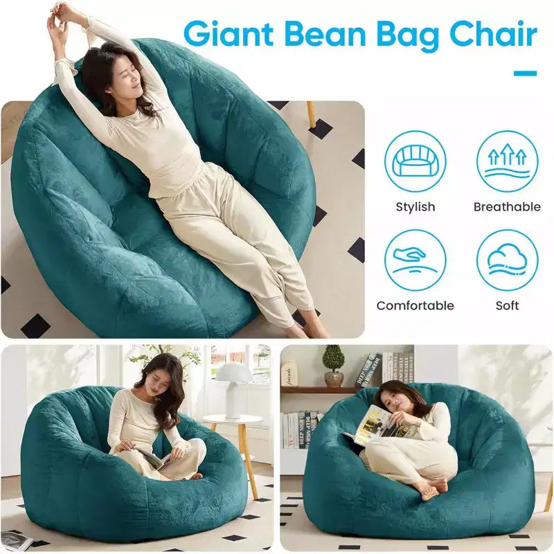 Mjkone Fauteuil Poire Géant en Fausse Fourrure