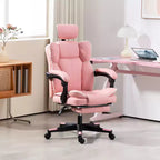 HOMCOM Fauteuil de Bureau de Direction avec Repose-tête, Repose-pieds, Dossier Haut, Fauteuil Inclinable en Cuir PU, Rembourré