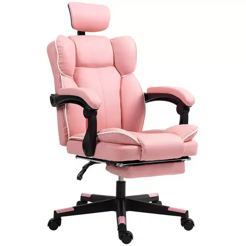 HOMCOM Fauteuil de Bureau de Direction avec Repose-tête, Repose-pieds, Dossier Haut, Fauteuil Inclinable en Cuir PU, Rembourré