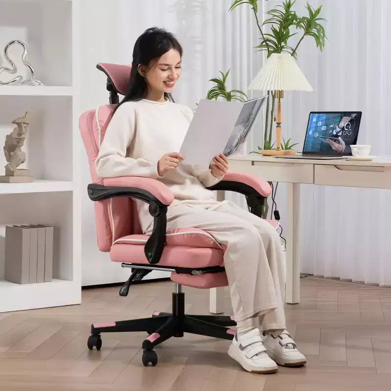 HOMCOM Fauteuil de Bureau de Direction avec Repose-tête, Repose-pieds, Dossier Haut, Fauteuil Inclinable en Cuir PU, Rembourré