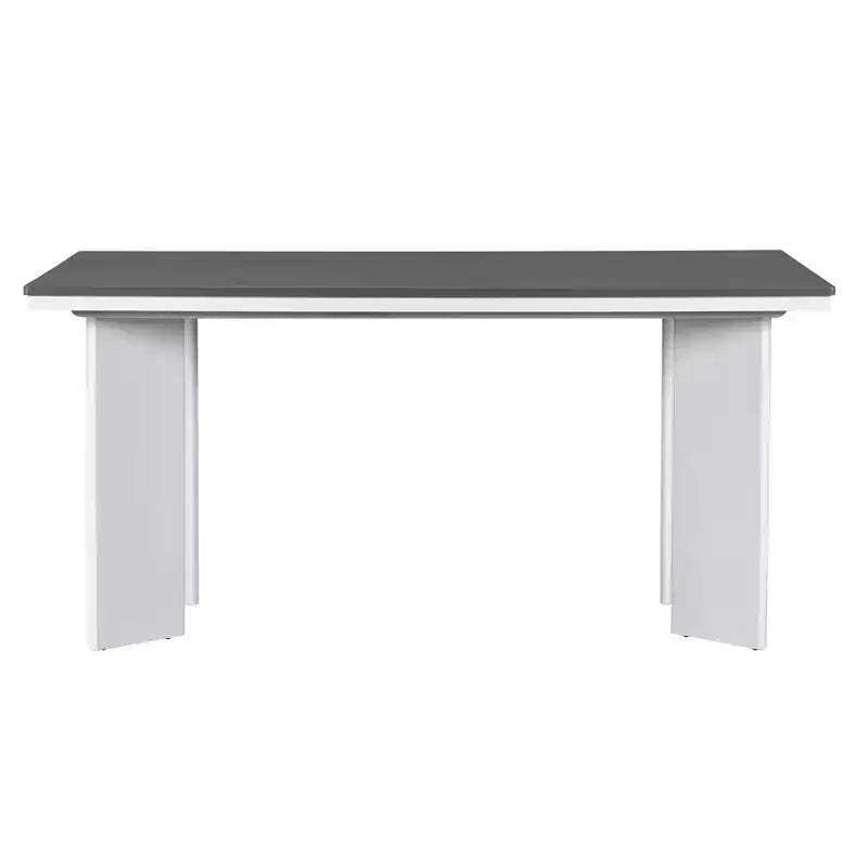 Ensemble de salle à manger 7 pièces avec 6 chaises rembourrées, style rétro et rustique, naturel/gris+blanc-ModernLuxe