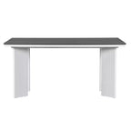 Ensemble de salle à manger 7 pièces avec 6 chaises rembourrées, style rétro et rustique, naturel/gris+blanc-ModernLuxe