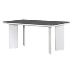 Ensemble de salle à manger 7 pièces avec 6 chaises rembourrées, style rétro et rustique, naturel/gris+blanc-ModernLuxe