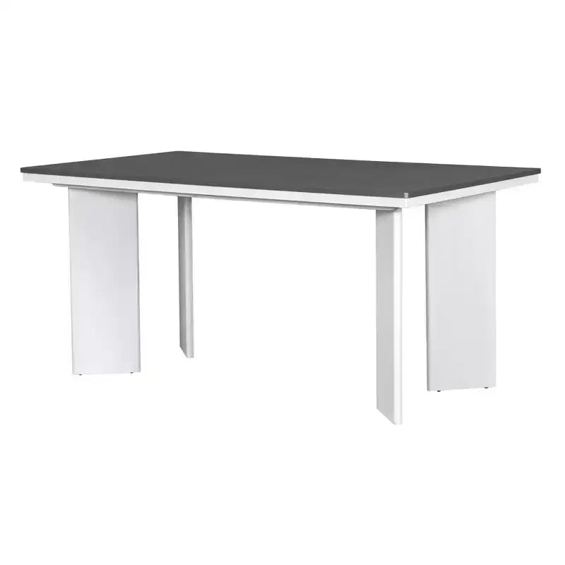 Ensemble de salle à manger 7 pièces avec 6 chaises rembourrées, style rétro et rustique, naturel/gris+blanc-ModernLuxe