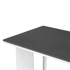 Ensemble de salle à manger 7 pièces avec 6 chaises rembourrées, style rétro et rustique, naturel/gris+blanc-ModernLuxe