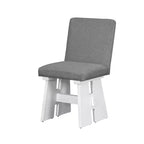 Ensemble de salle à manger 7 pièces avec 6 chaises rembourrées, style rétro et rustique, naturel/gris+blanc-ModernLuxe