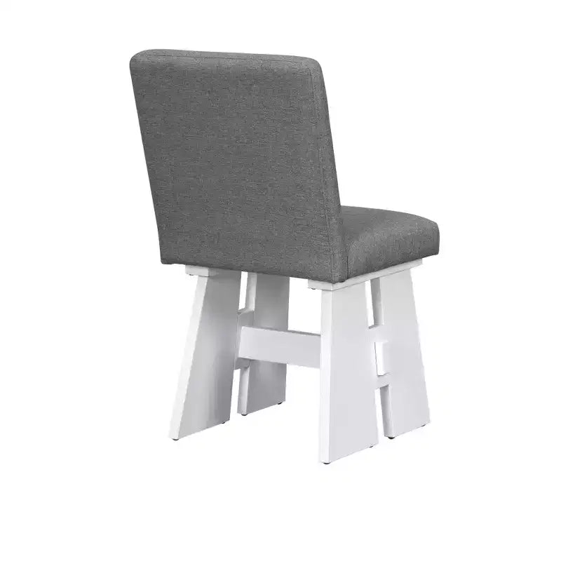 Ensemble de salle à manger 7 pièces avec 6 chaises rembourrées, style rétro et rustique, naturel/gris+blanc-ModernLuxe