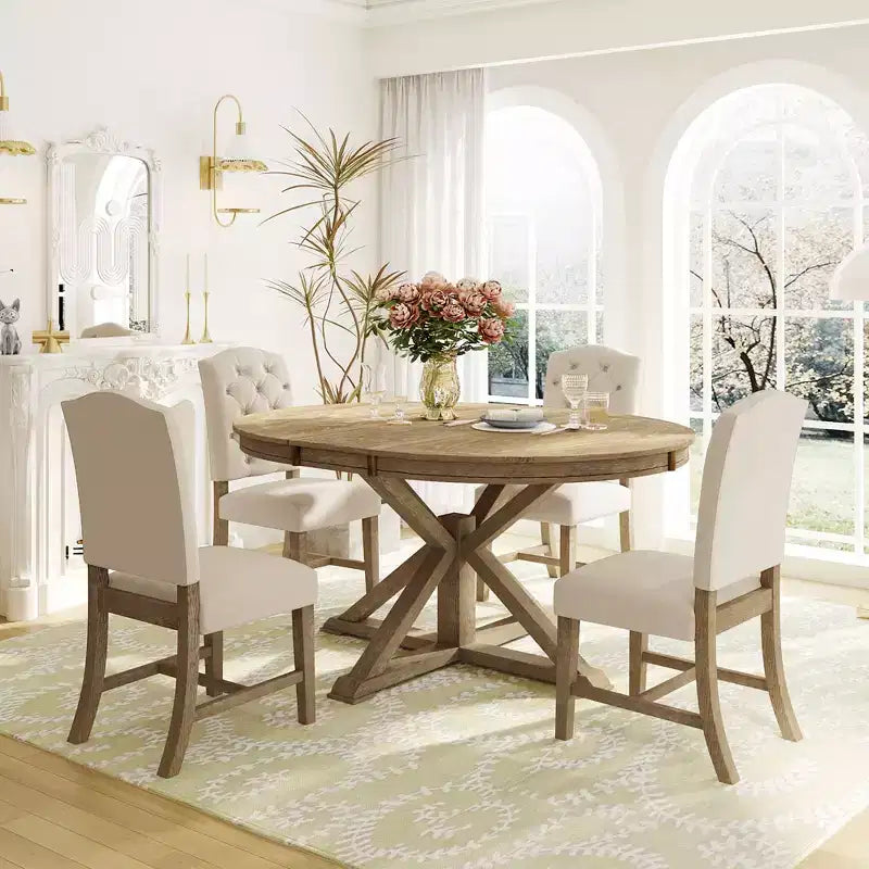 Ensemble de salle à manger Whisen de style rétro avec table extensible et 4 chaises rembourrées
