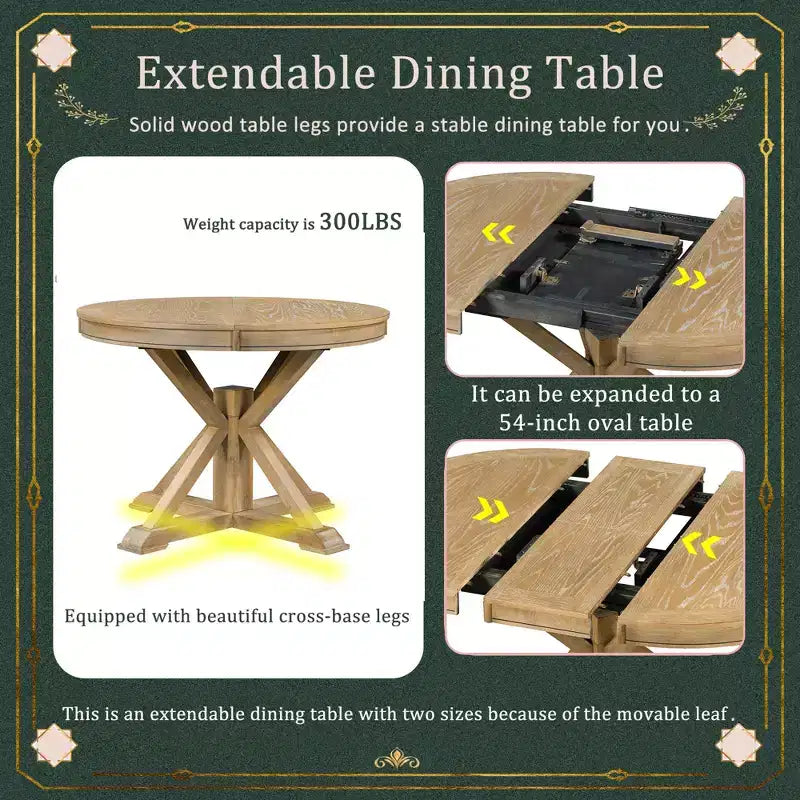 Ensemble de salle à manger Whisen de style rétro avec table extensible et 4 chaises rembourrées