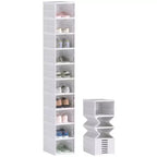 HOMCOM Shoe Boxes Clear Plastic Stackable Shoe Organizer with Clear Door, Foldable Sneaker Storage Boxes, No Assembly, Fit Size 10, White