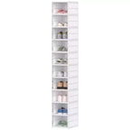 HOMCOM Boîtes à Chaussures en Plastique Transparent Empilables avec Porte Transparente, Rangement de Baskets Pliables, Aucun Assemblage Requis, Convient aux Pointures Jusqu'à 44, Blanc