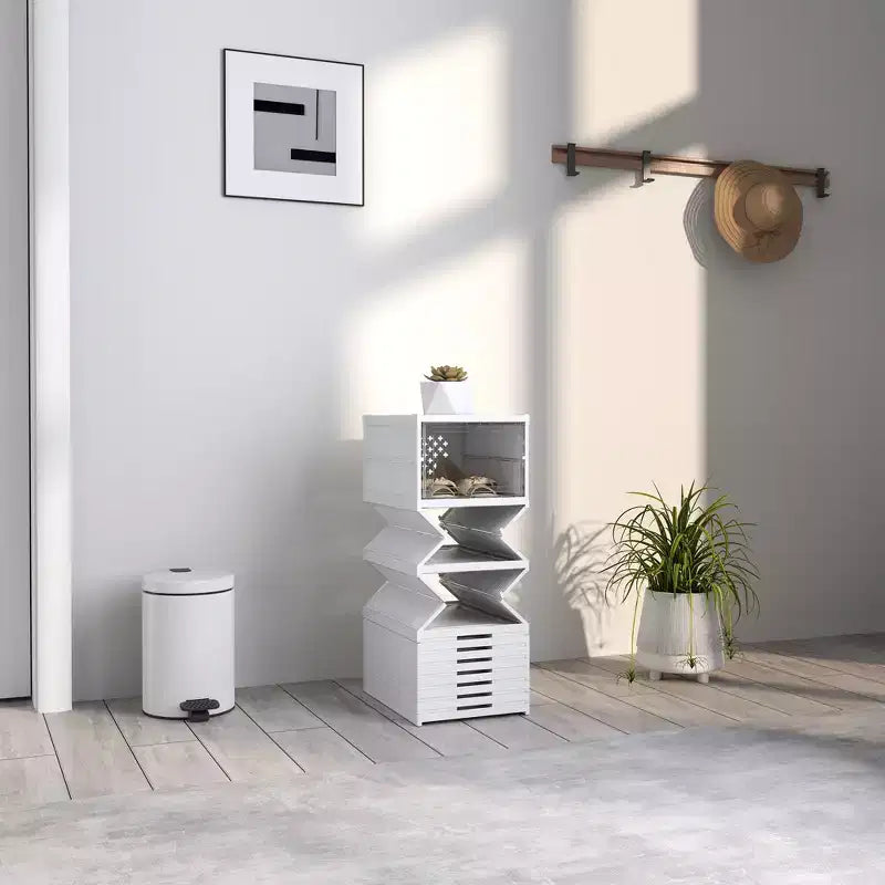 HOMCOM Boîtes à Chaussures en Plastique Transparent Empilables avec Porte Transparente, Rangement de Baskets Pliables, Aucun Assemblage Requis, Convient aux Pointures Jusqu'à 44, Blanc