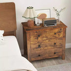 Commode à 3 tiroirs Costway, 2 pièces, avec poignées pratiques, rails de glissière lisses, table d'appoint Noyer/Marron