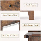 Commode à 3 tiroirs Costway, 2 pièces, avec poignées pratiques, rails de glissière lisses, table d'appoint Noyer/Marron