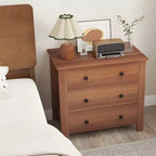 Commode à 3 tiroirs Costway, 2 pièces, avec poignées pratiques, rails de glissière lisses, table d'appoint Noyer/Marron