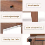 Commode à 3 tiroirs Costway, 2 pièces, avec poignées pratiques, rails de glissière lisses, table d'appoint Noyer/Marron