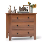 Commode à 3 tiroirs Costway, 2 pièces, avec poignées pratiques, rails de glissière lisses, table d'appoint Noyer/Marron