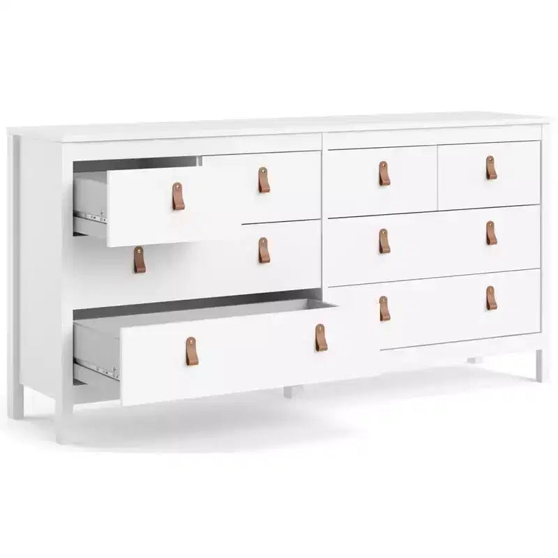 Commode horizontale HomeStock de 15,24 cm de haut en panneaux de particules avec 8 tiroirs, finition blanche