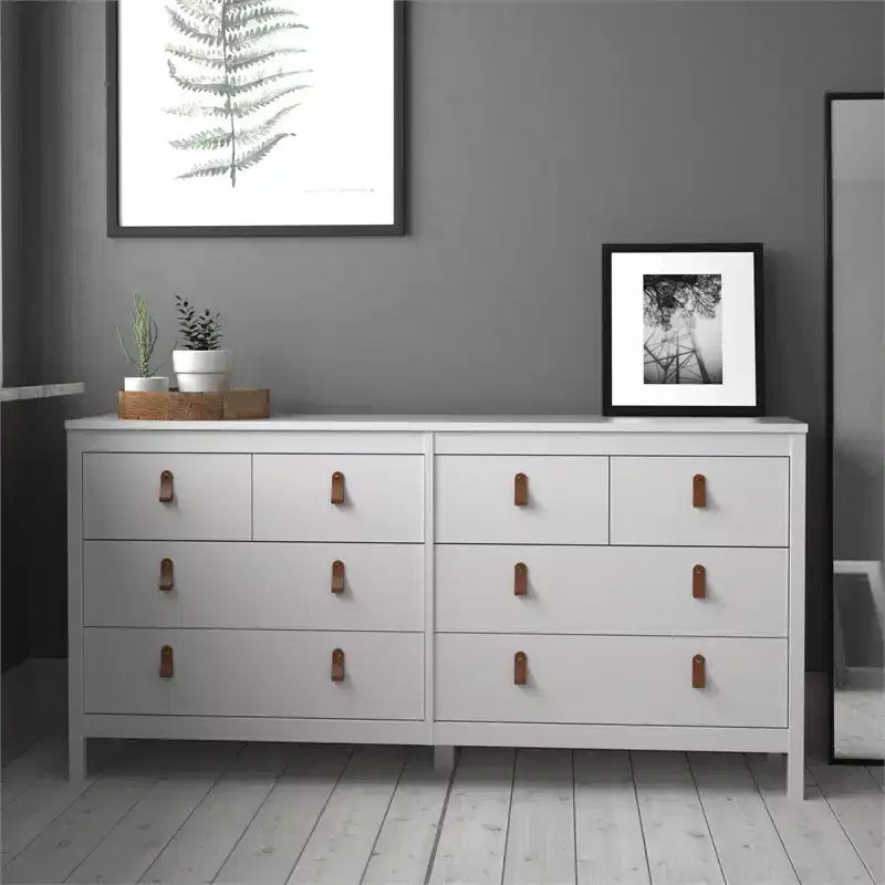 Commode horizontale HomeStock de 15,24 cm de haut en panneaux de particules avec 8 tiroirs, finition blanche