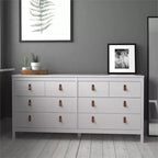 Commode horizontale HomeStock de 15,24 cm de haut en panneaux de particules avec 8 tiroirs, finition blanche