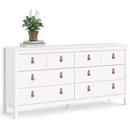 Commode horizontale HomeStock de 15,24 cm de haut en panneaux de particules avec 8 tiroirs, finition blanche