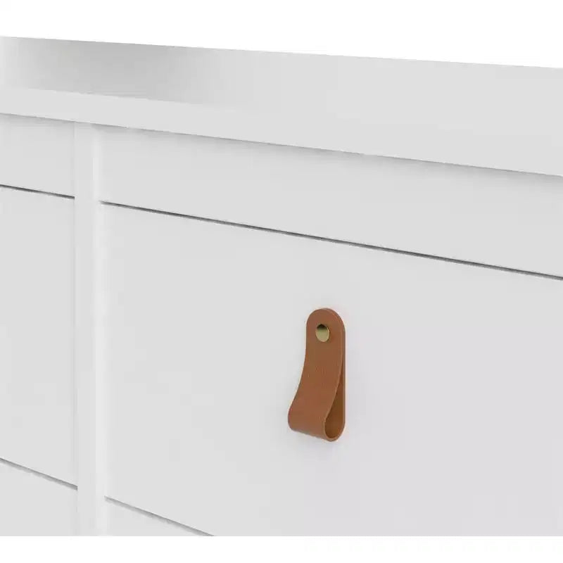 Commode horizontale HomeStock de 15,24 cm de haut en panneaux de particules avec 8 tiroirs, finition blanche