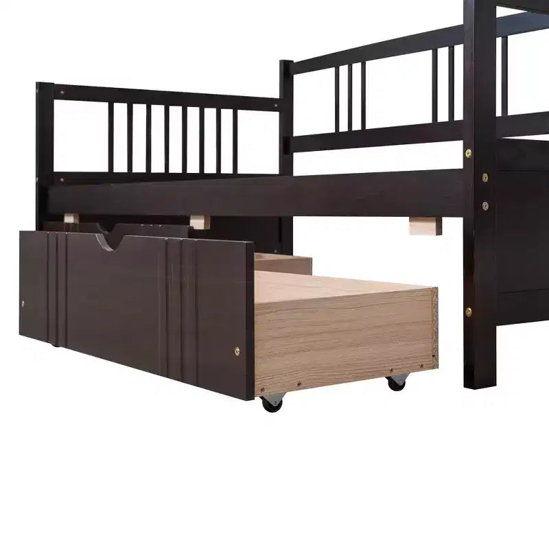 Lit de repos double/grand, cadre de lit plateforme en bois avec lit gigogne double/deux tiroirs - ModernLuxe