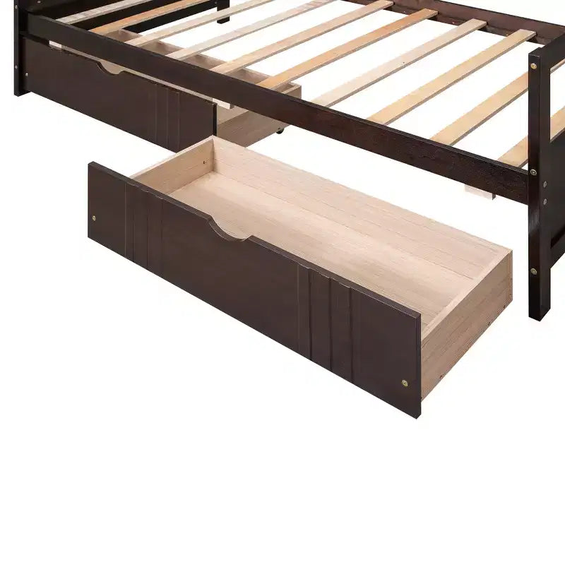 Lit de repos double/grand, cadre de lit plateforme en bois avec lit gigogne double/deux tiroirs - ModernLuxe