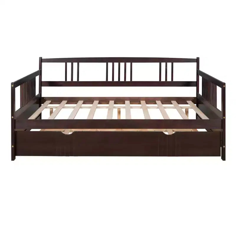 Lit de repos double/grand, cadre de lit plateforme en bois avec lit gigogne double/deux tiroirs - ModernLuxe
