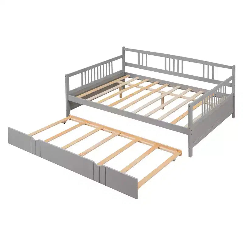 Lit de repos double/grand, cadre de lit plateforme en bois avec lit gigogne double/deux tiroirs - ModernLuxe