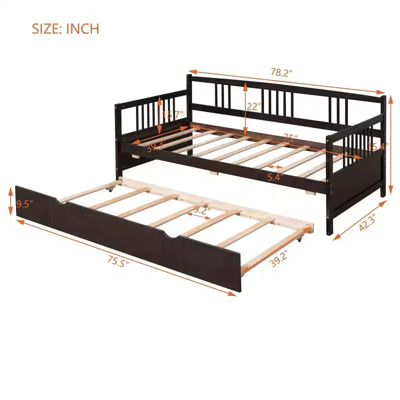 Lit de repos double/grand, cadre de lit plateforme en bois avec lit gigogne double/deux tiroirs - ModernLuxe