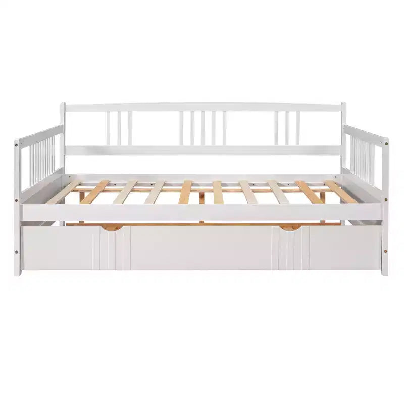 Lit de repos double/grand, cadre de lit plateforme en bois avec lit gigogne double/deux tiroirs - ModernLuxe