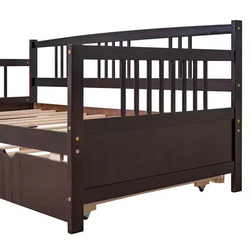Lit de repos double/grand, cadre de lit plateforme en bois avec lit gigogne double/deux tiroirs - ModernLuxe