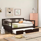 Lit de repos double/grand, cadre de lit plateforme en bois avec lit gigogne double/deux tiroirs - ModernLuxe