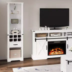 Heynemo Armoire de rangement haute de 190 cm avec éclairage LED, meuble de rangement de style ferme avec étagères réglables en verre trempé, casier à vin
