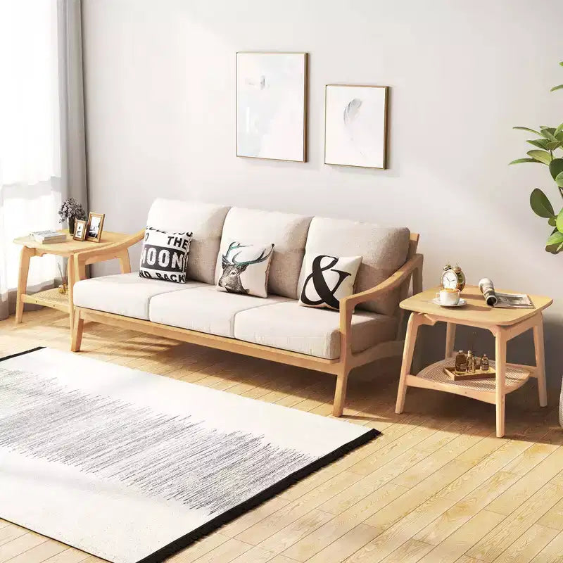 Costway Table d'appoint canapé bambou 1/2 PCS avec étagère de rangement en rotin synthétique Table d'appoint bohème Salon